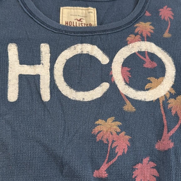 Hollister Blue Long Sleeve Top with Pink and White Accents - Picture 3 of 4